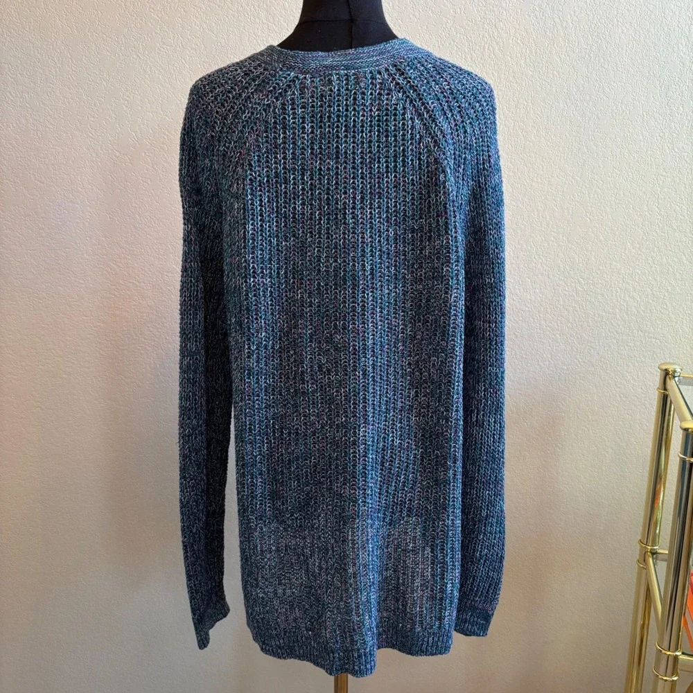 Faded Glory Womens SZ XXL (20) Cable Knit Sweater Antique Teal Blue Cotton Blend